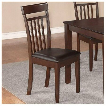 EAST WEST FURNITURE Capri slat back Chair with Leather Upholstered Seat- Mahogany, 2PK CAC-MAH-LC